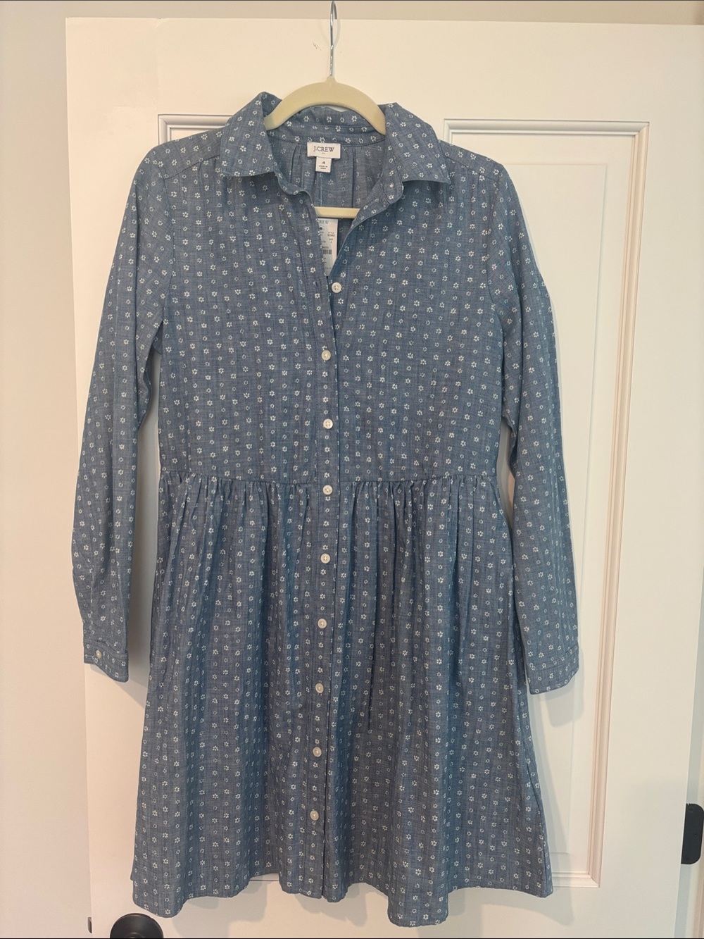 J. Crew Women’s Chambray Printed Button-Front Dress